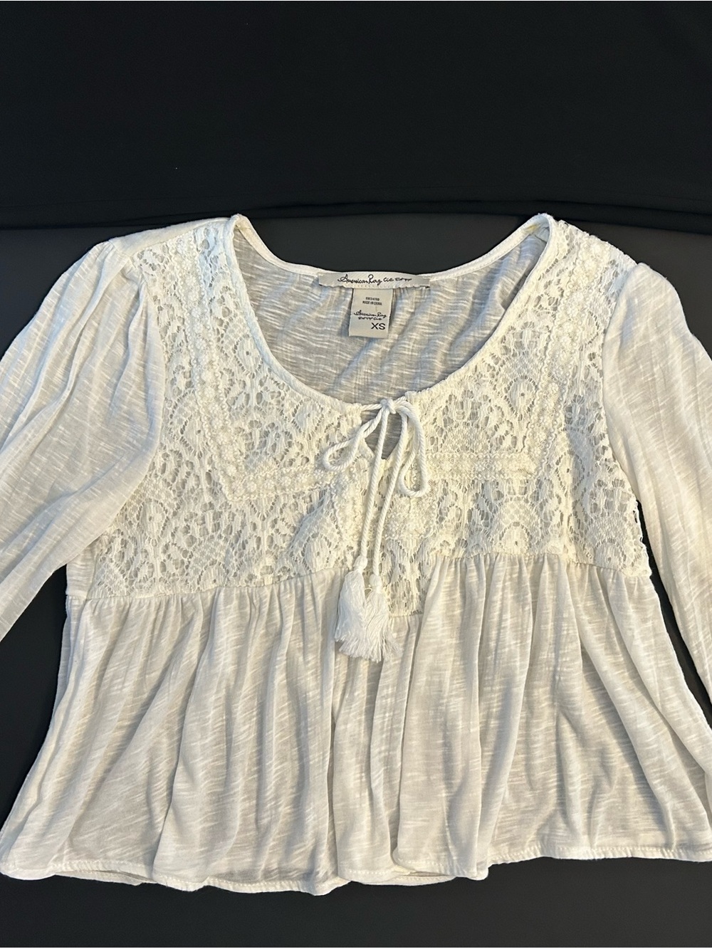 American Rag White Lace Peasant Tunic Top